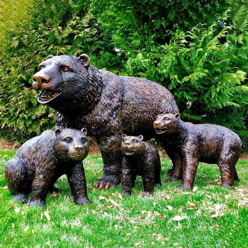 Cast Sculptures Metal Craft Bronze Bear Figurines