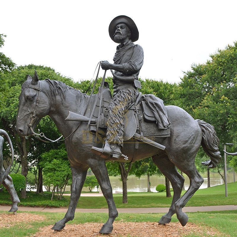 Park Decoration Bronze art Foundry Metal bronze casting sculpture cowboy sculpture on horse