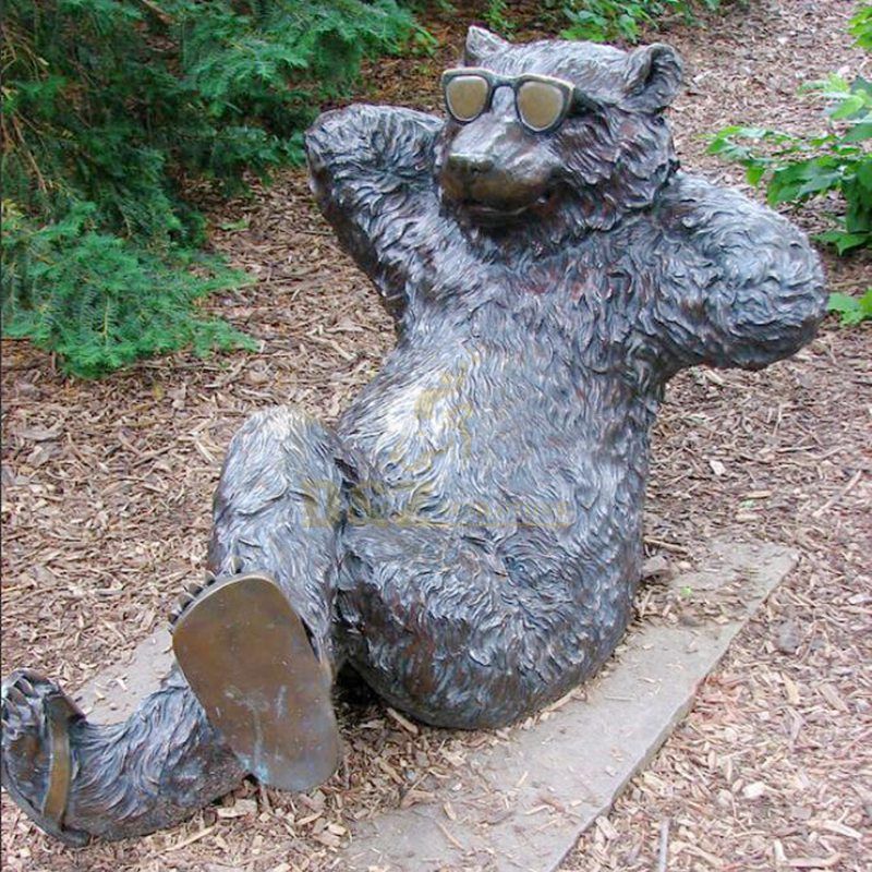 Antique style life size metal bear sculpture