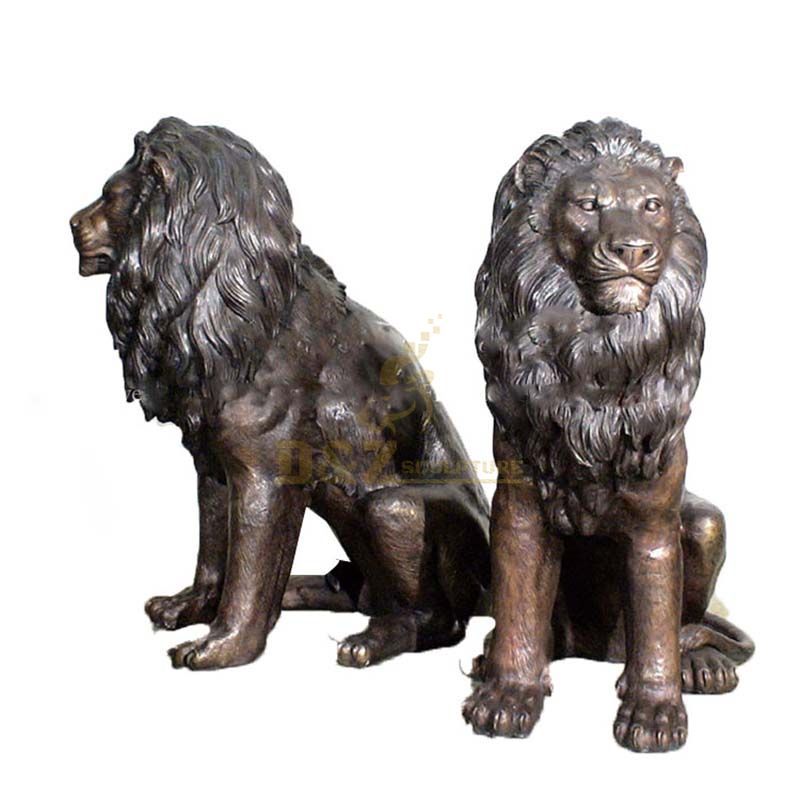 Life size cast garden bronze lion sculptures