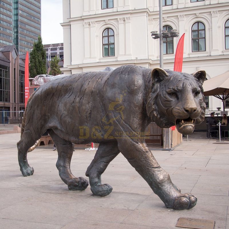 Large outdoor animal black life size brass bronze tiger statue