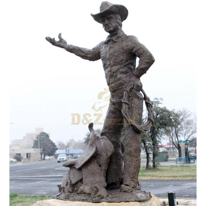 Antique Bronze cowboy and horse Sculpture for garden decoration