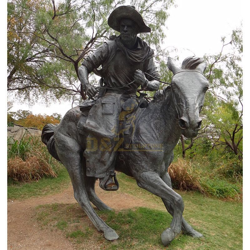 Western Life Metal Craft Cast Bronze Cowboy on Horse Statue
