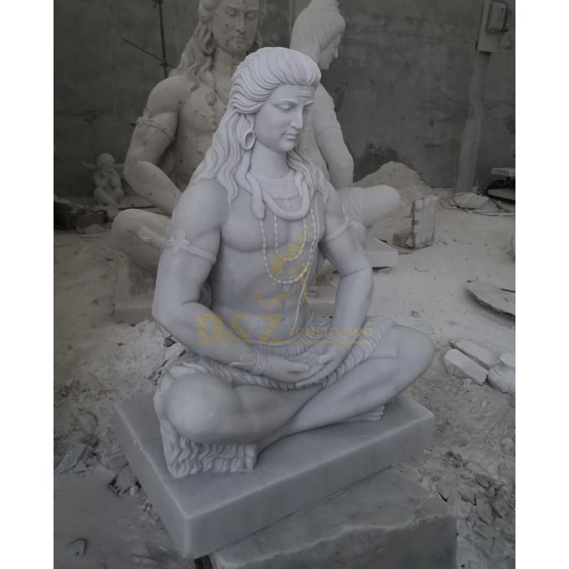 Outdoor Antique Life Size Indian Stone Lord Shiva Sculpture Marble Hindu God Statue