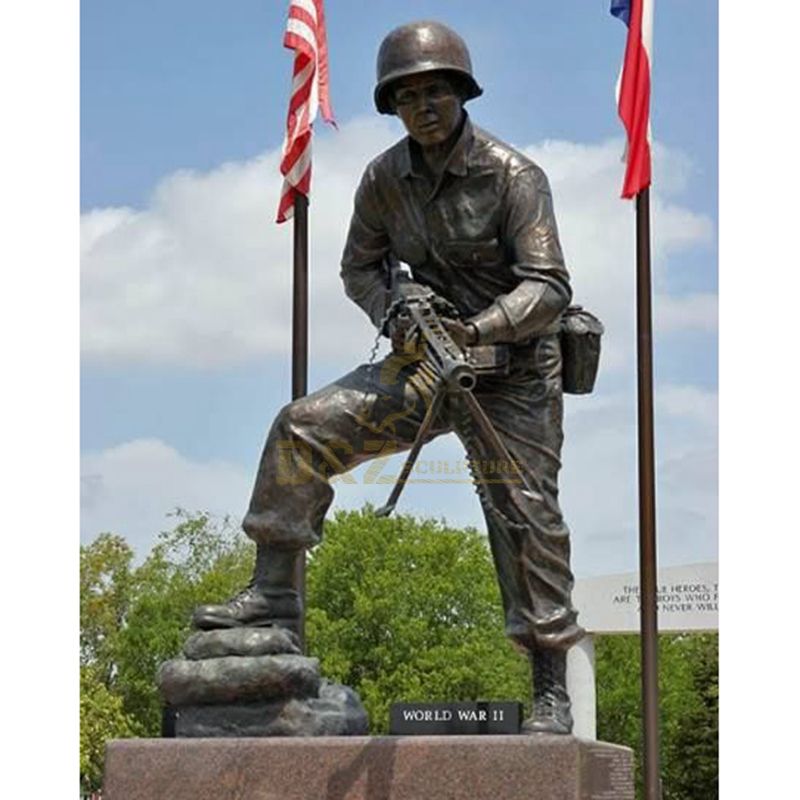 outdoor life size bronze soldier with baby statue