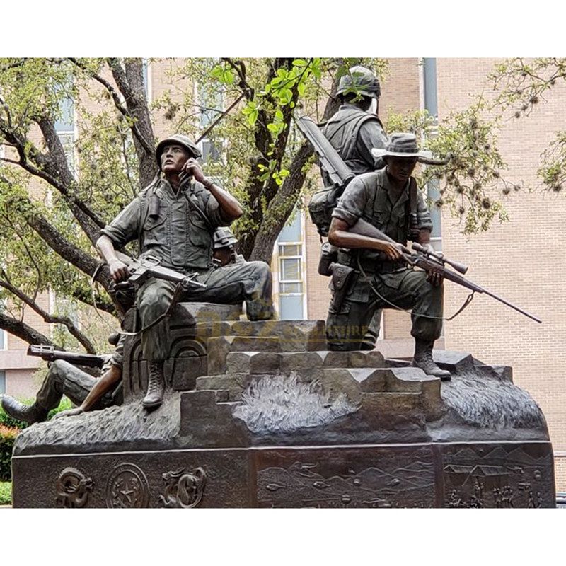 outdoor life size bronze soldier with baby statue