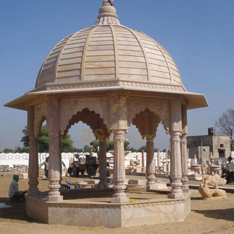 Hand Carved Stone Garden Products White Marble Column Gazebo