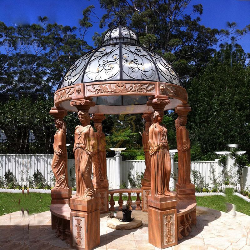 Hand Carved Marble Figure Gazebo For Garden Or Outdoor
