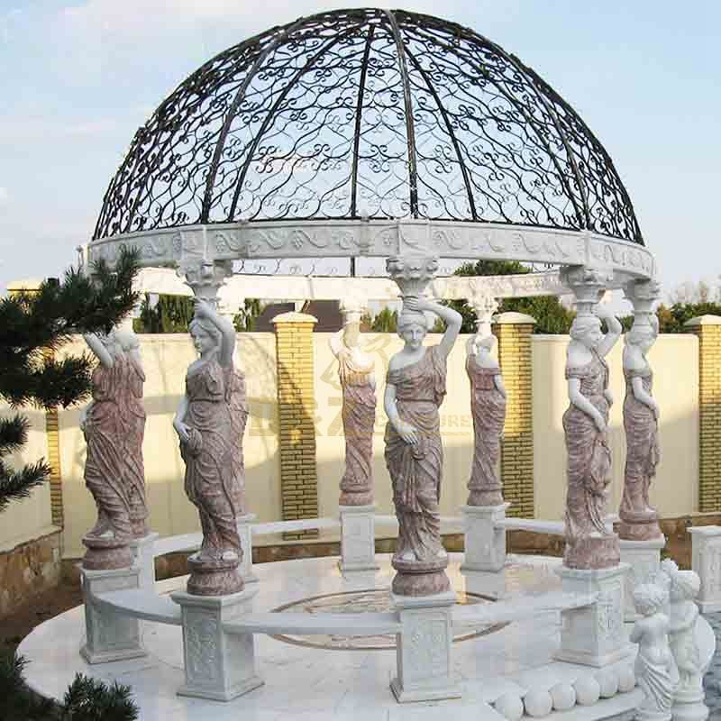 Hand Carved Marble Figure Gazebo For Garden Or Outdoor