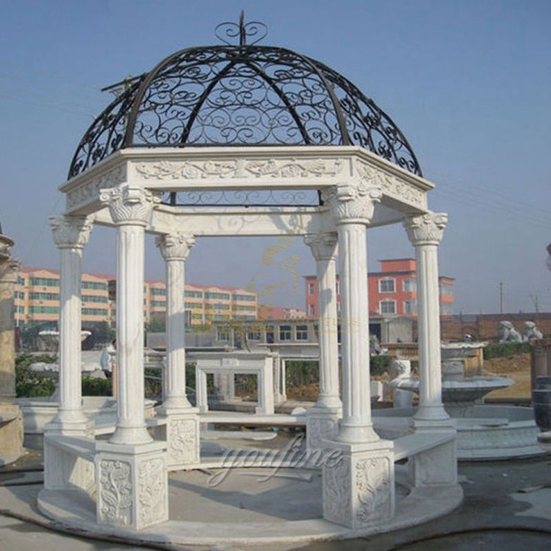 Modern Style Carving Outdoor Stone Pavilion Gazebo For Sale