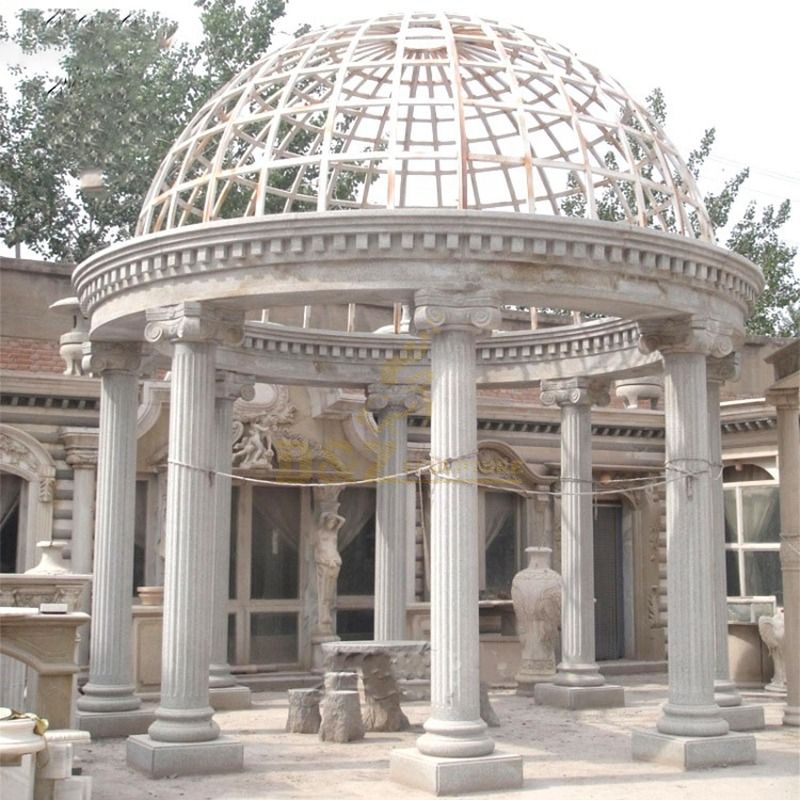 Modern Style Carving Outdoor Stone Pavilion Gazebo For Sale