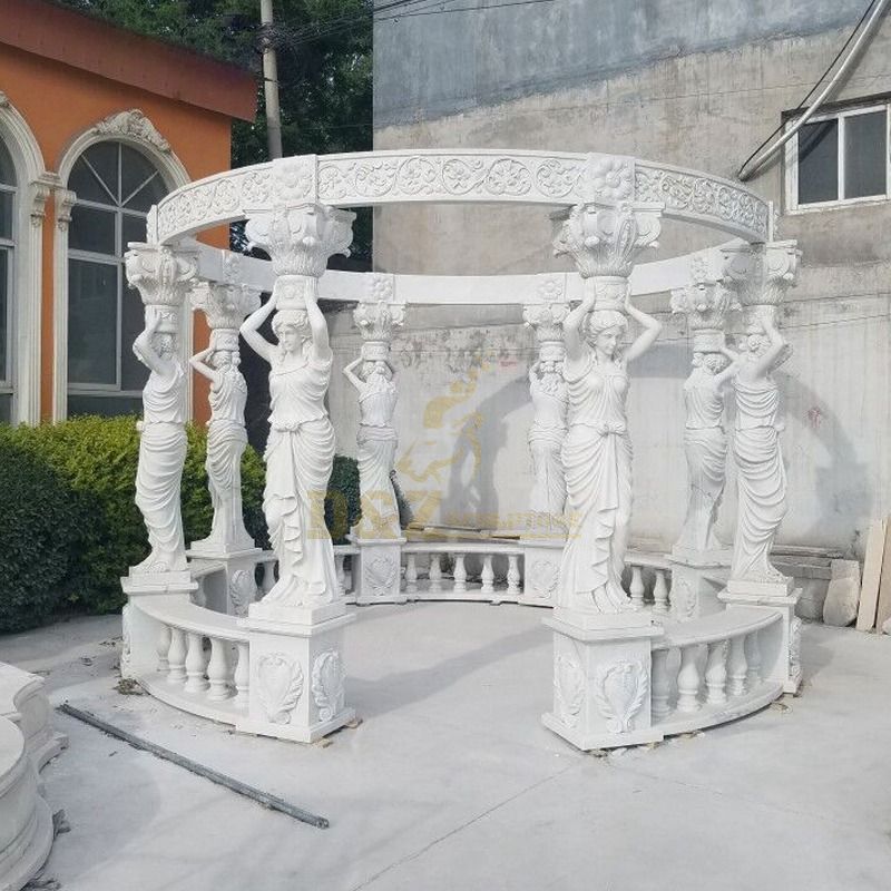 Modern Style Carving Outdoor Stone Pavilion Gazebo For Sale