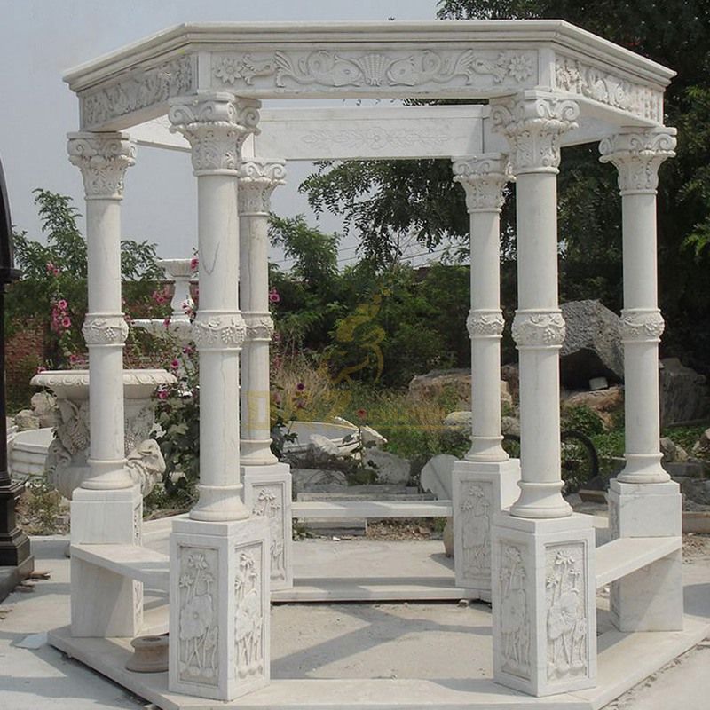 China Manufacturer Marble Garden Gazebo Sculpture Natural Stone Outdoor Gazebo