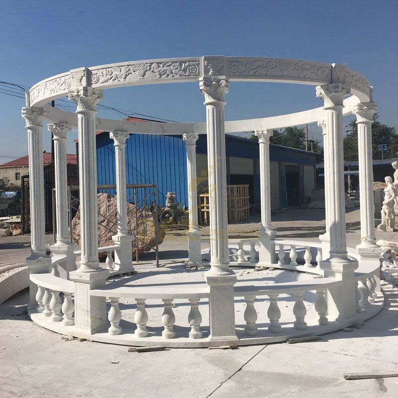 China Manufacturer Marble Garden Gazebo Sculpture Natural Stone Outdoor Gazebo