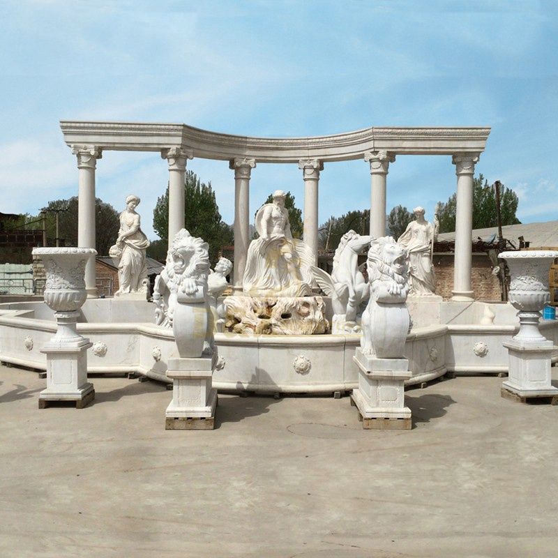 Outdoor Decorative Carved White Marble Stone Gazebo For Sale
