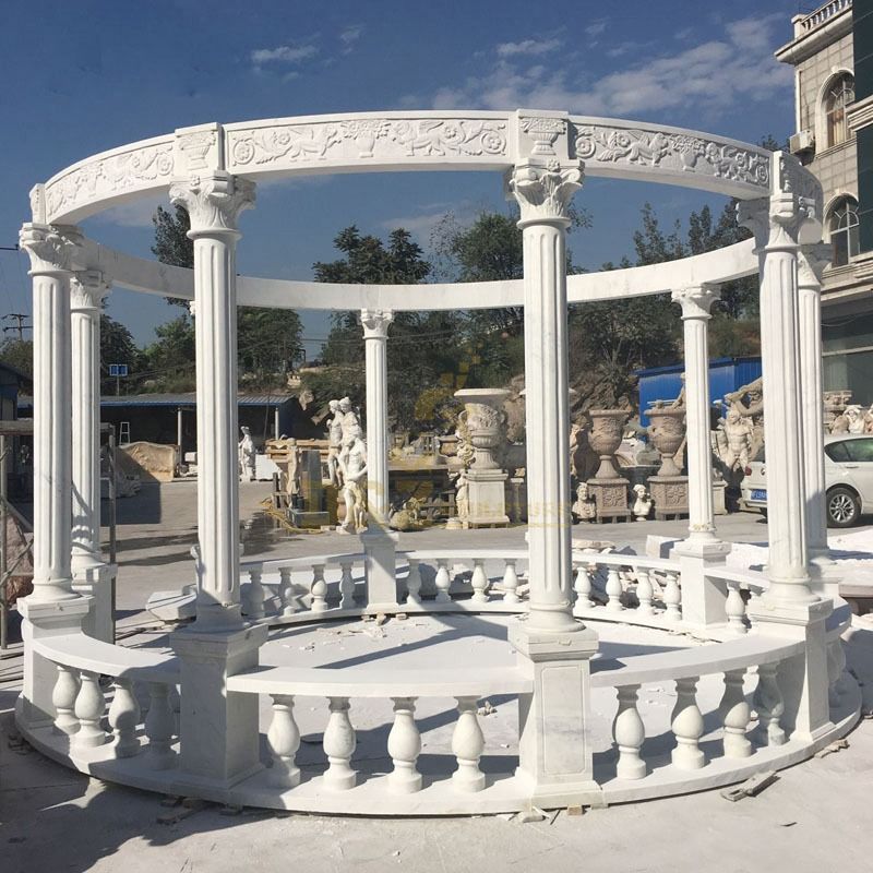 Outdoor Decorative Carved White Marble Stone Gazebo For Sale