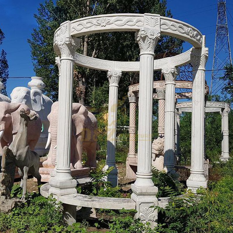 Outdoor Garden Decoration Marble Stone Carving Square Pavilions Gazebo