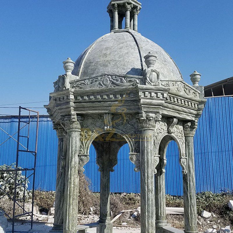 Stone Garden Gazebo Sculpture Yellow Marble Gazebo For Sale