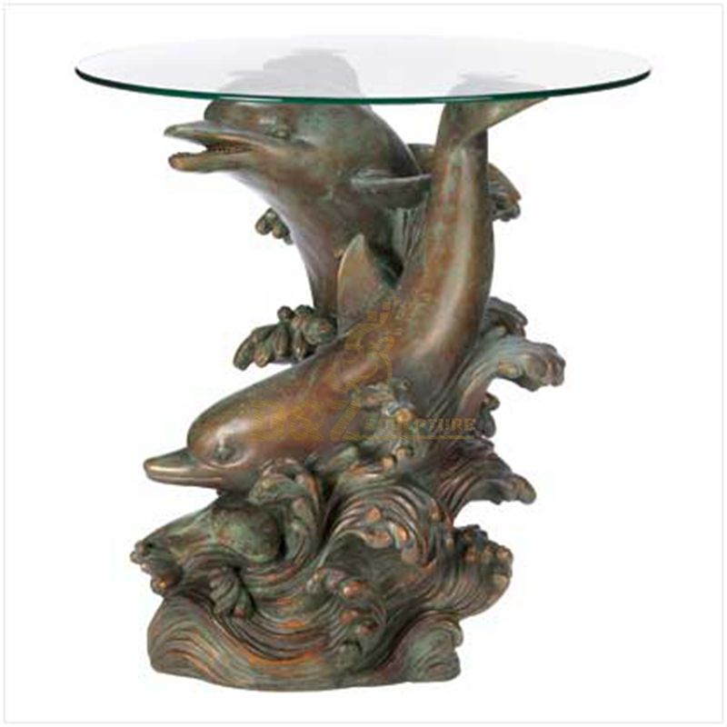 Garden Casting Bronze Dolphin Sculpture Table Decoration