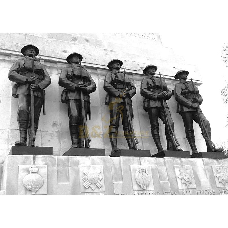 metal casting outdoor life size brass soldier figurine statues for sale