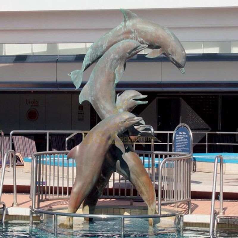 Garden bronze dolphin fountain sculpture for sale