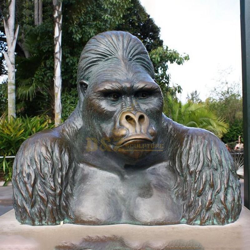 life size wildlife animal statue bronze orangutan head sculpture for sale