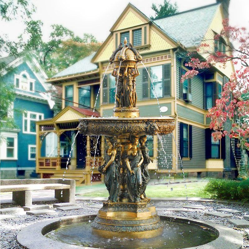 bronze water fountains outdoors sculpture