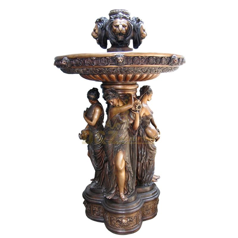 Outdoor large woman bronze fountain sculpture lion bust statue