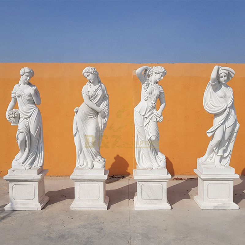 Ancient Greek Stone Carved Luxury Elegant White Marble Four Seasons Goddess Statue