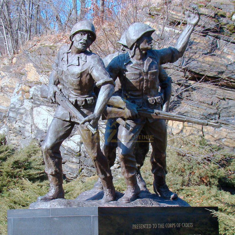 Souvenir statue outdoor life size bronze soldier statue with gun
