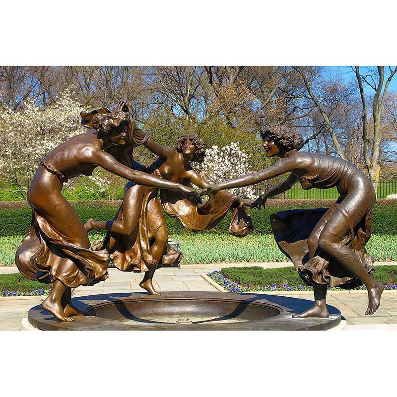 Metal water fountain bronze female sculpture for public decoration