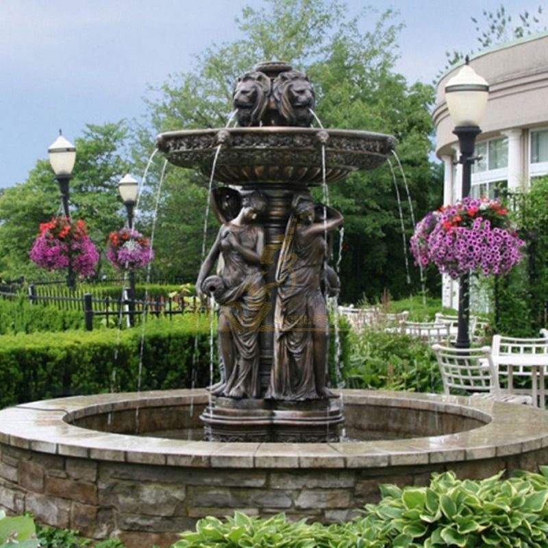 Custom antique bronze fountain sculpture garden decor