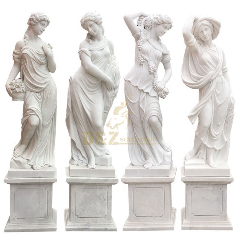 Life Size Natural White Marble Four Seasons Goddess Statues For Sale