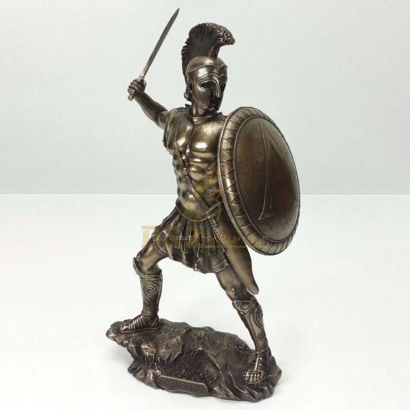 casting Sparta hero Leonidas greek warrior statue with spear and shield