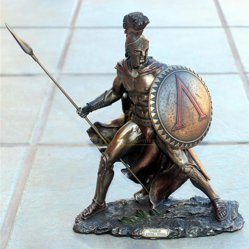 bronze roman soldiers statue with spear
