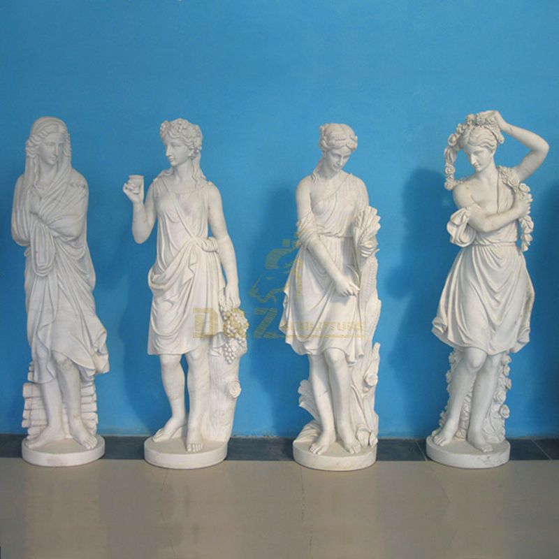 Antique Life-Size Four Seasons Goddess Marble Statues For Sale