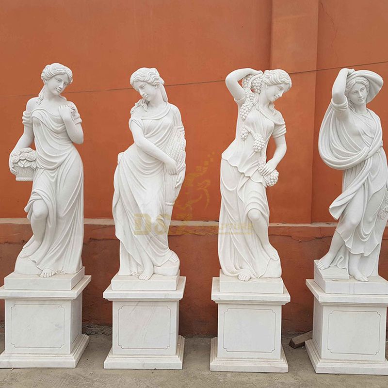 Antique Life-Size Four Seasons Goddess Marble Statues For Sale