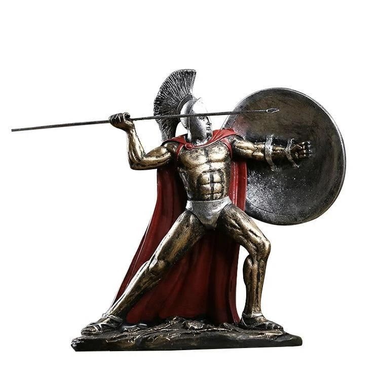 life size casting Sparta hero Leonidas greek warrior statue with spear and shield