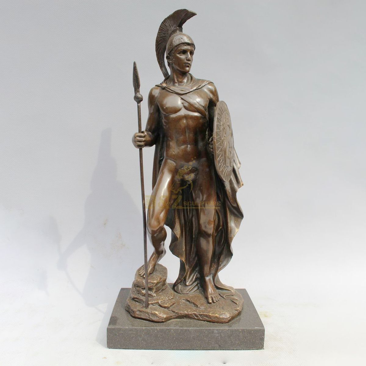 outdoor decor life size metal art casting sparta Warrior antique bronze roman soldiers statue with spear
