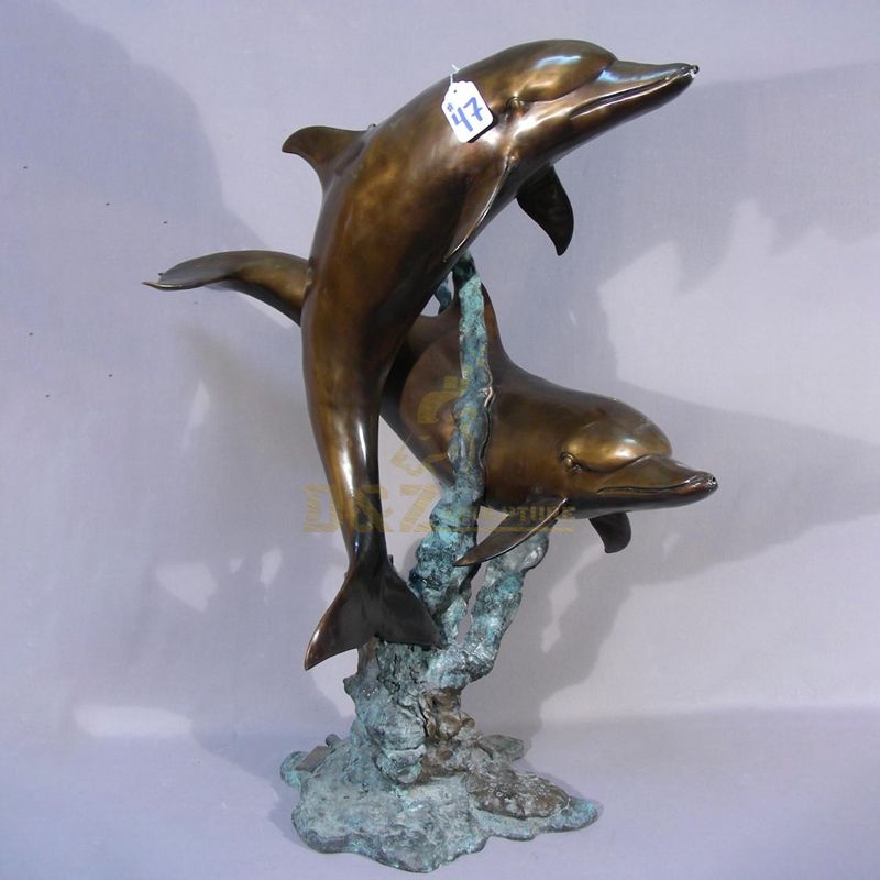 Garden decoration bronze large dolphin fountain statue