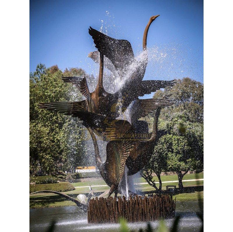 Outdoor Garden Ornament bronze swan fountain sculpture