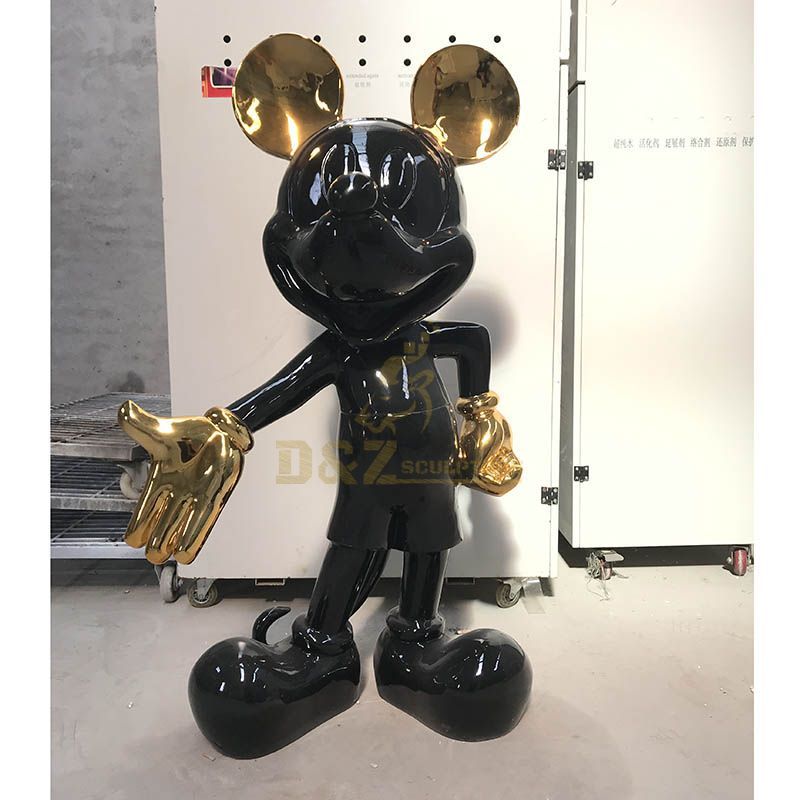 Fiberglass cartoon Animal life-size electroplate Mickey sculpture