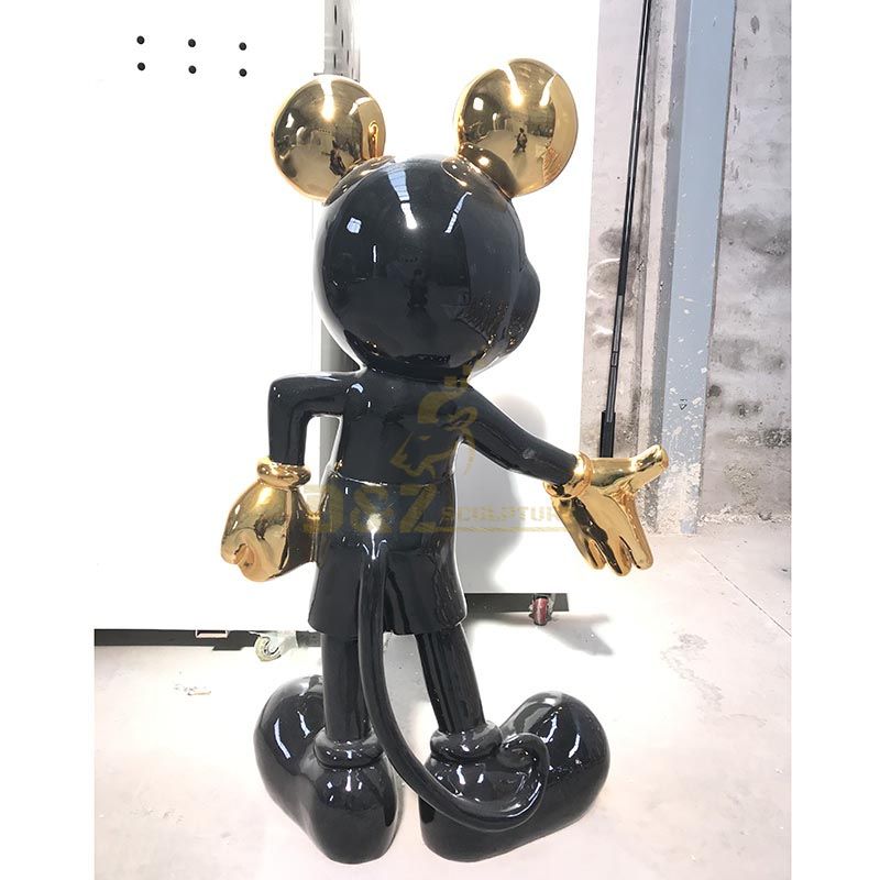 Fiberglass cartoon Animal life-size electroplate Mickey sculpture
