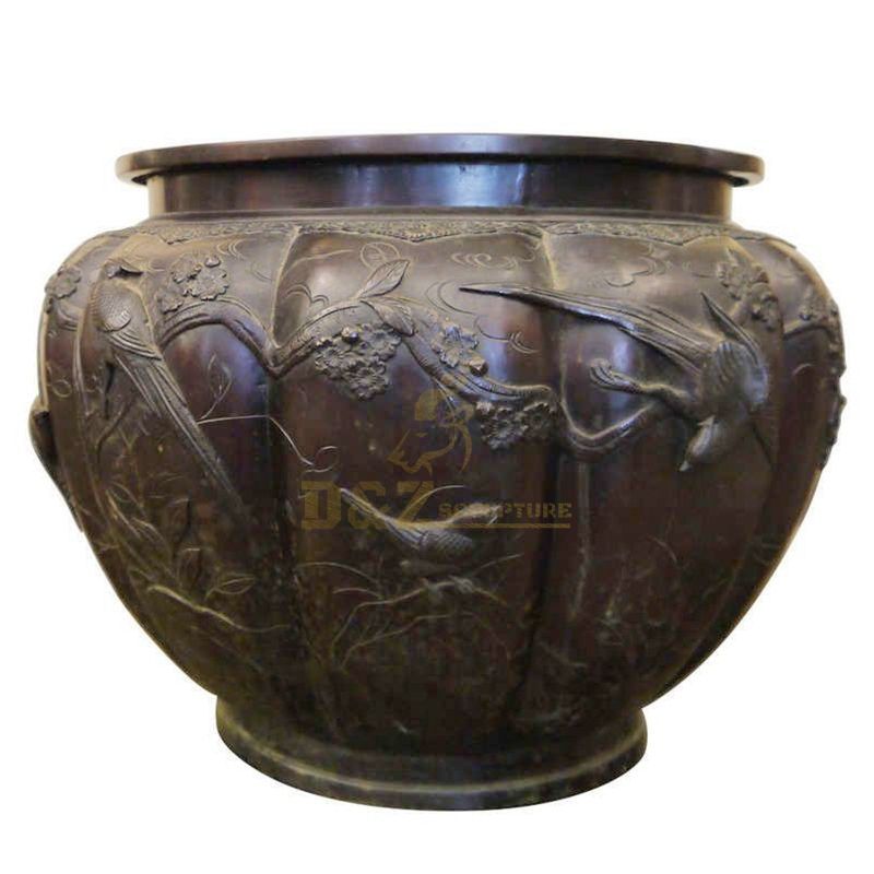 High quality metal decor bronze brass flower pot sculpture