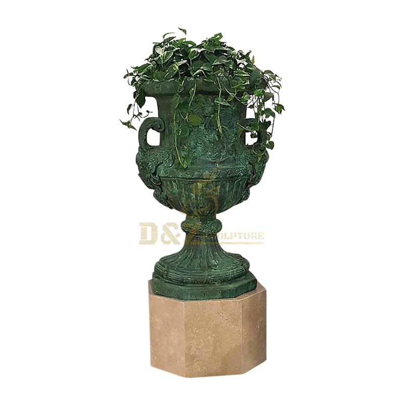 Western style plant flowerpot urns bronze sculpture