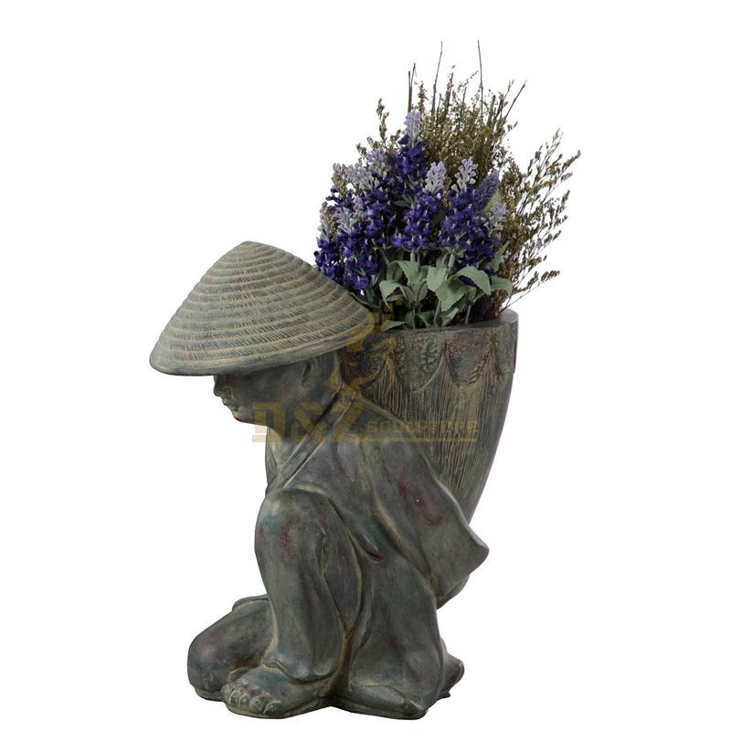 Outdoor metal brass bronze flowerpot statue