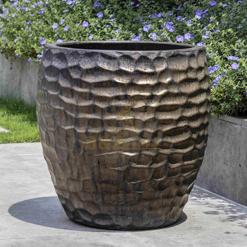 Simple design outdoor large bronze flower pot sculpture