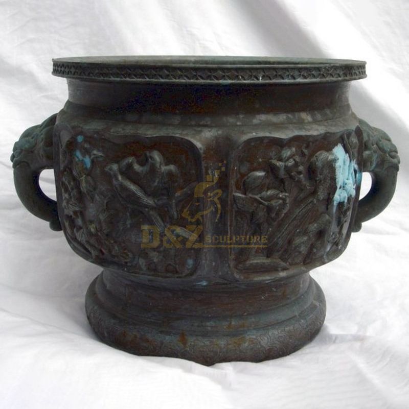 Large decorative bronze garden flower pots sculpture