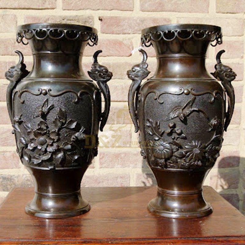 large decorative bronze garden flower pots sculpture