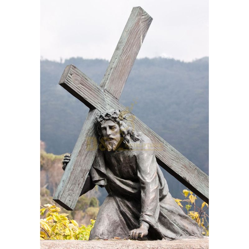 Factory Prouce Suffering Jesus Cross Bronze Catholic Religious Statue